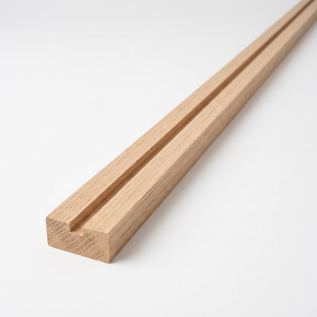 AI-generated illustrative concept of oak framing stock; actual wood grain and profile may differ