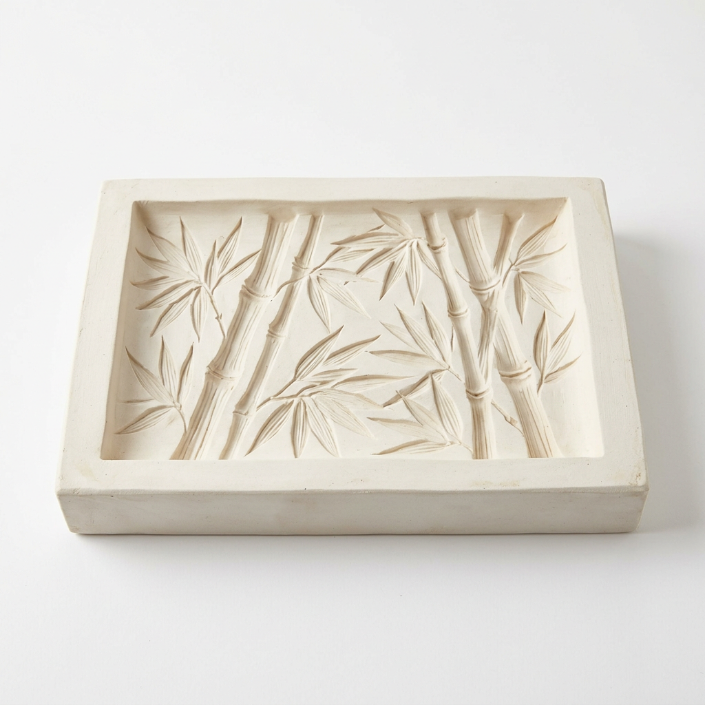 AI-generated illustrative concept of a ceramic bamboo-textured casting mold; actual mold design may differ
